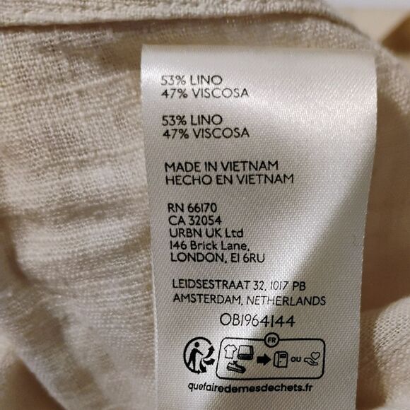 Free People Tank Crop Syd Grommet Linen Boho Natural Relaxed Back Snap Cream L - Picture 9 of 12